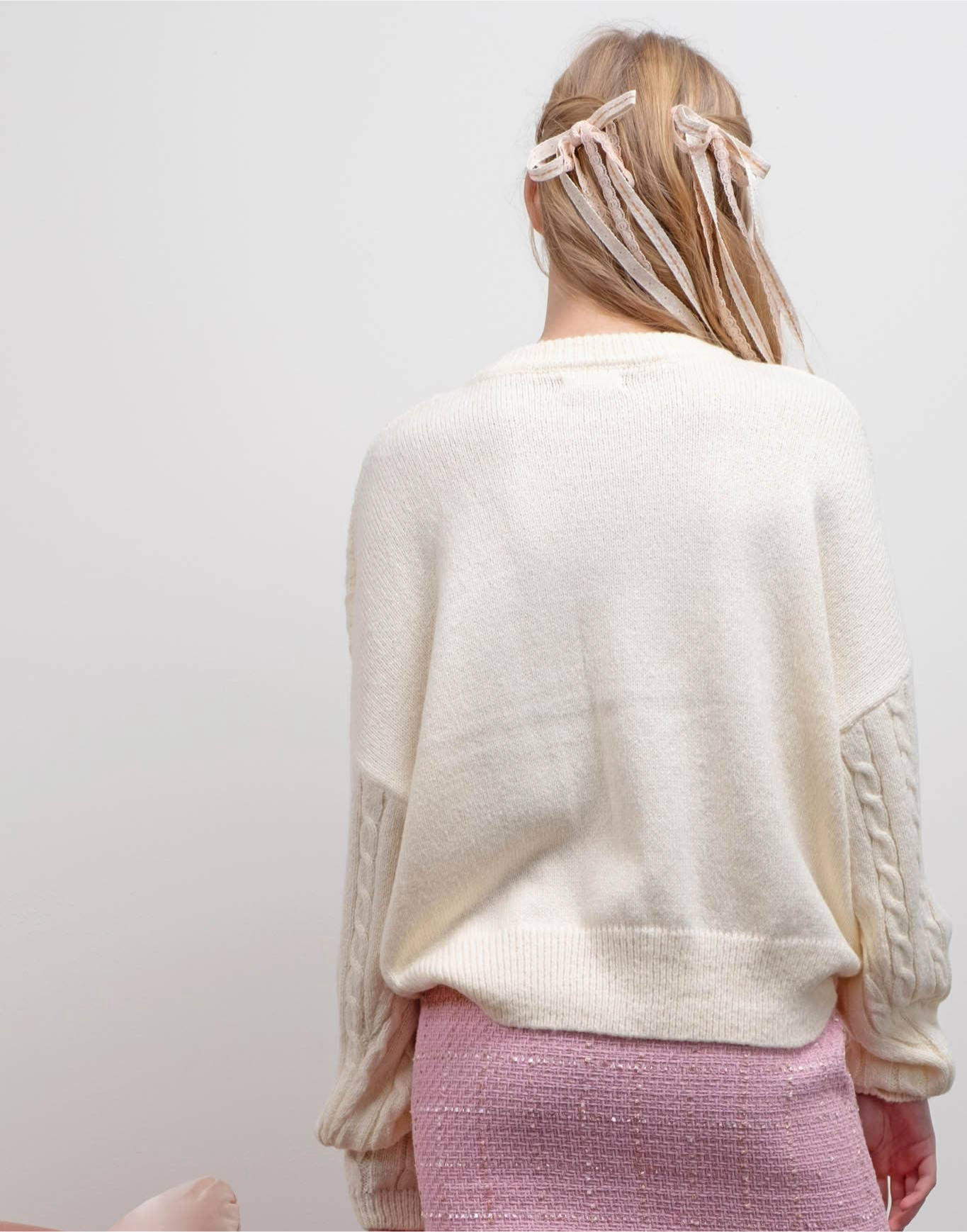 Bow Detail Sweater in Ivory- Misses (S-L)