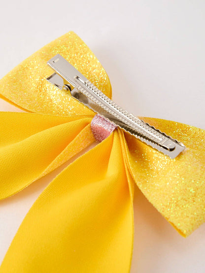 Back to School Sequin Bow in Yellow- Girls Hair Accessories