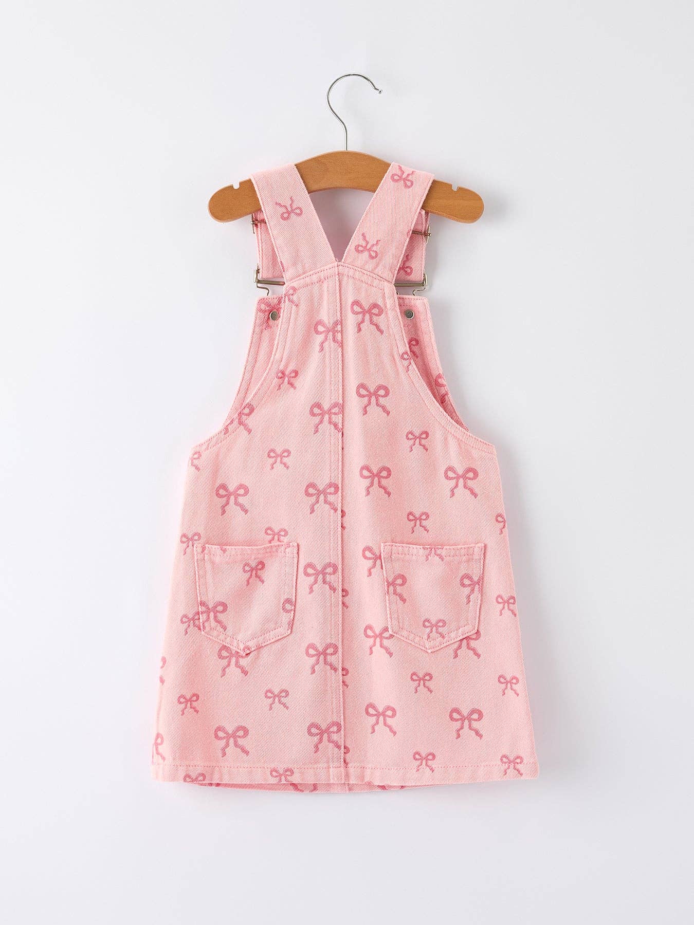 Bow Overall Dress in Pink- Girls (2-7)