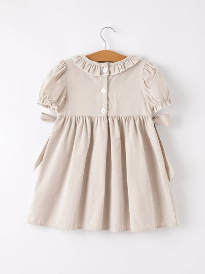 Pumpkin Patch Smocked Dress in Tan- Girls (2-7)