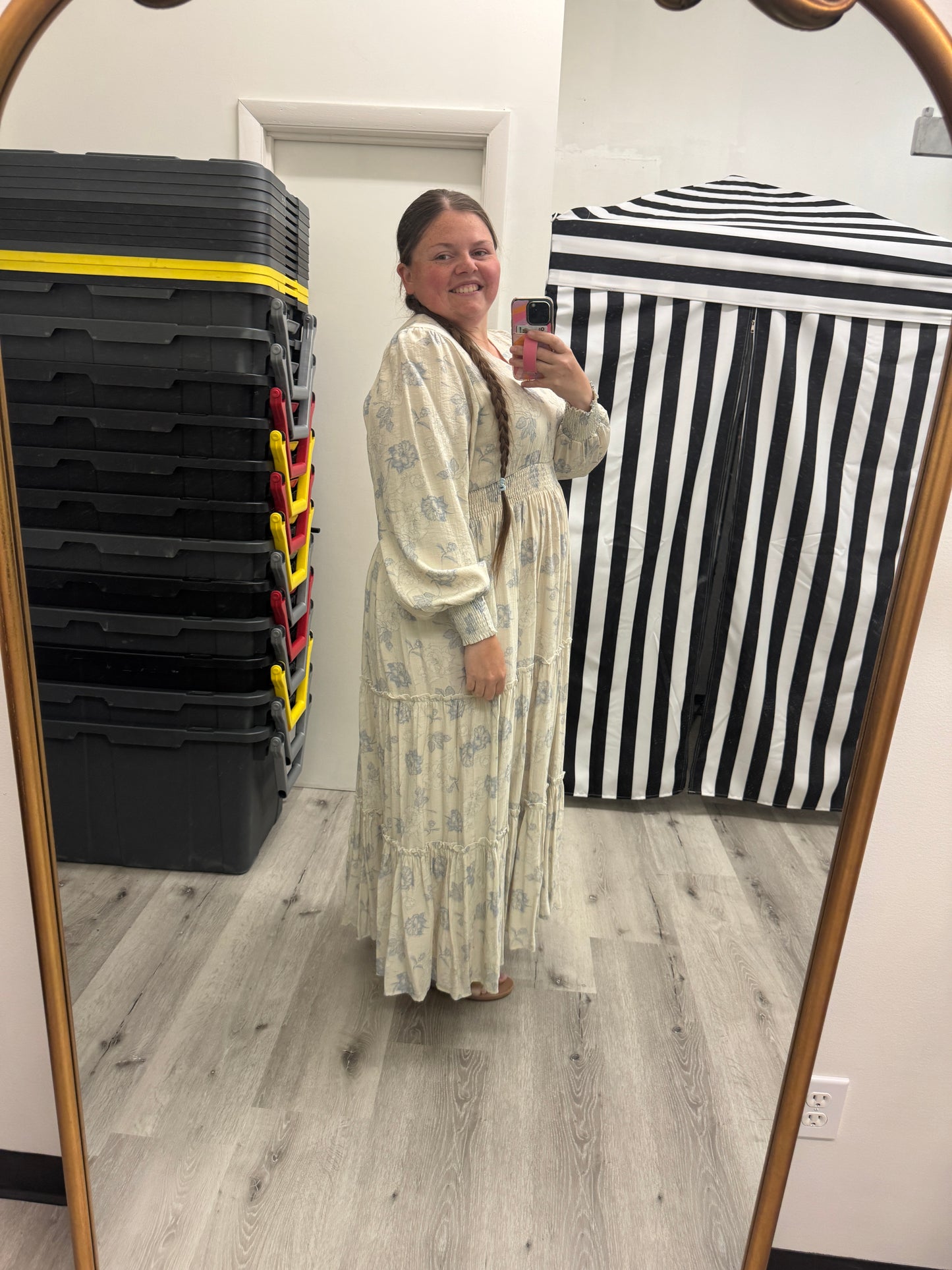 Jacey Dress in Heirloom Blue- Misses and Plus (XS,S,XL-4X)