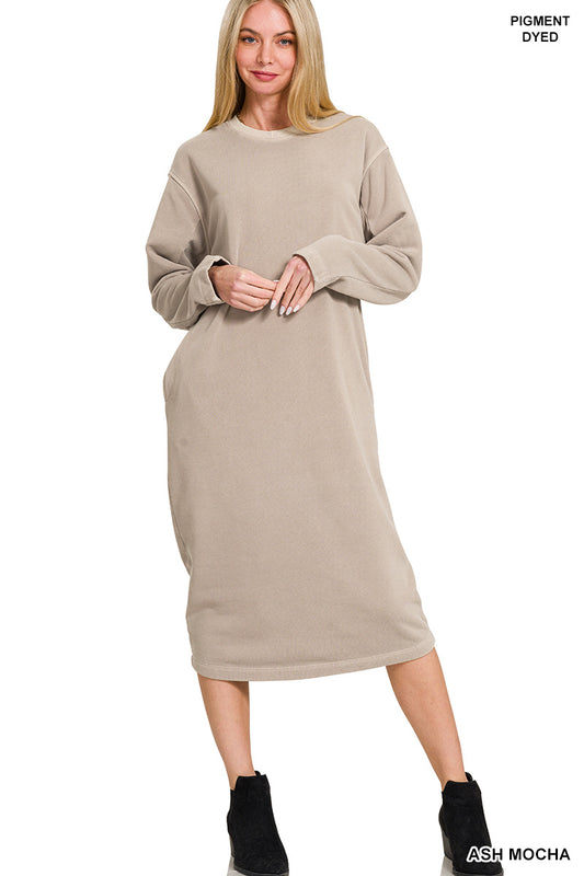 Rorie Sweatshirt Dress in Ash Mocha- Misses (S-L)