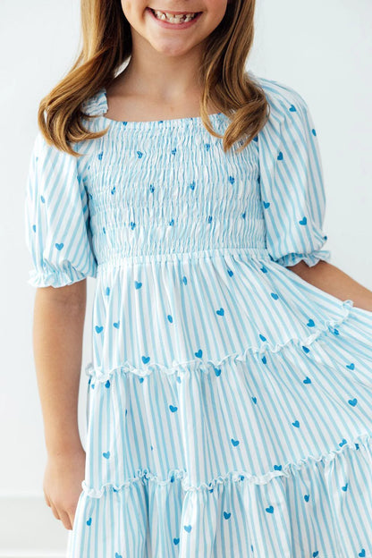 Smocked Ruffle Dress in Blueberry Kisses- Girls/Tween (2T-4T)