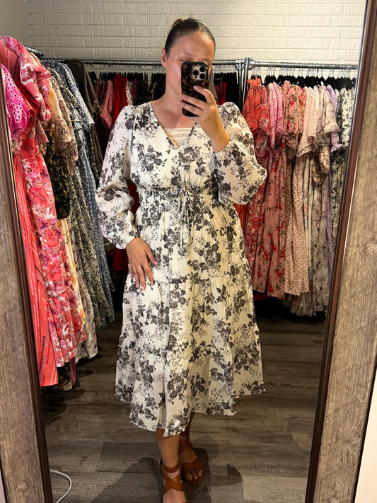 Marilee Dress in Cream Multi- Misses and Plus (S-3X)