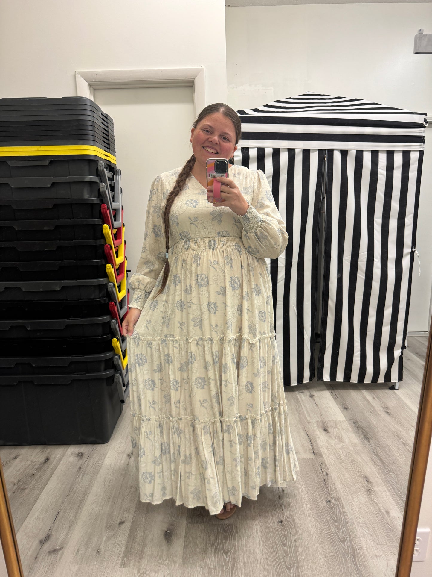 Jacey Dress in Heirloom Blue- Misses and Plus (XS,S,XL-4X)