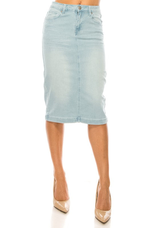 Jett Denim Skirt in Lt Indigo- Misses and Plus (S-3X)