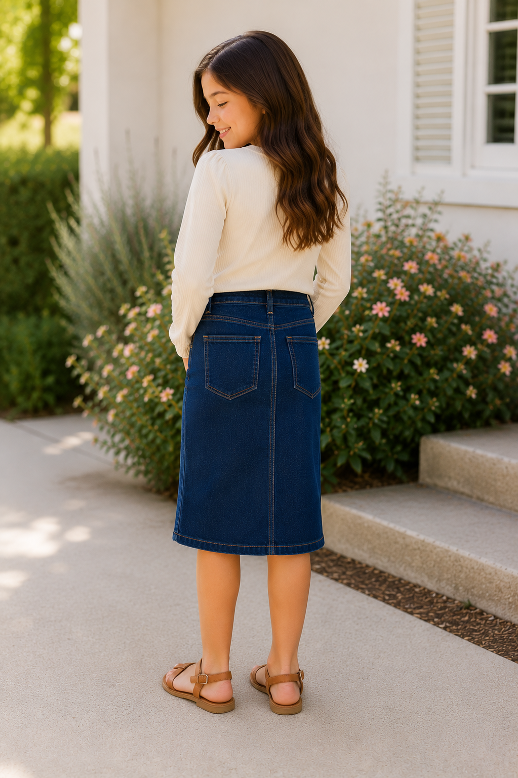 Scottie Denim Skirt in Dk Indigo- Girls/Tween (S 4/6-L 12/14)