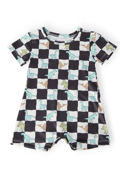Shorty One-Piece in Dino Checkers- Little Gents (0/6M-18/24M)