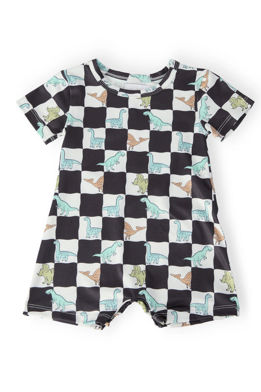 Shorty One-Piece in Dino Checkers- Little Gents (0/6M-18/24M)