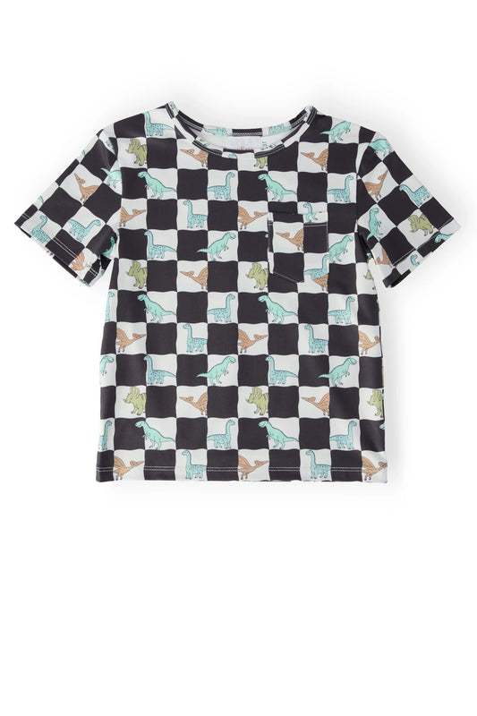 Pocket Tee in Dino Checkers- Little Gents (2T-5/6)