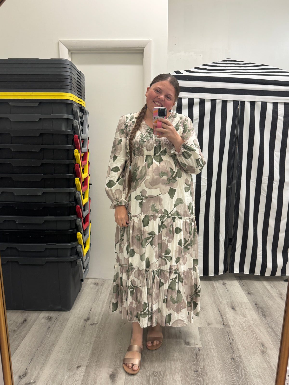 September Dress in Tropical Current- Misses and Plus (M-XL,3X,4X)