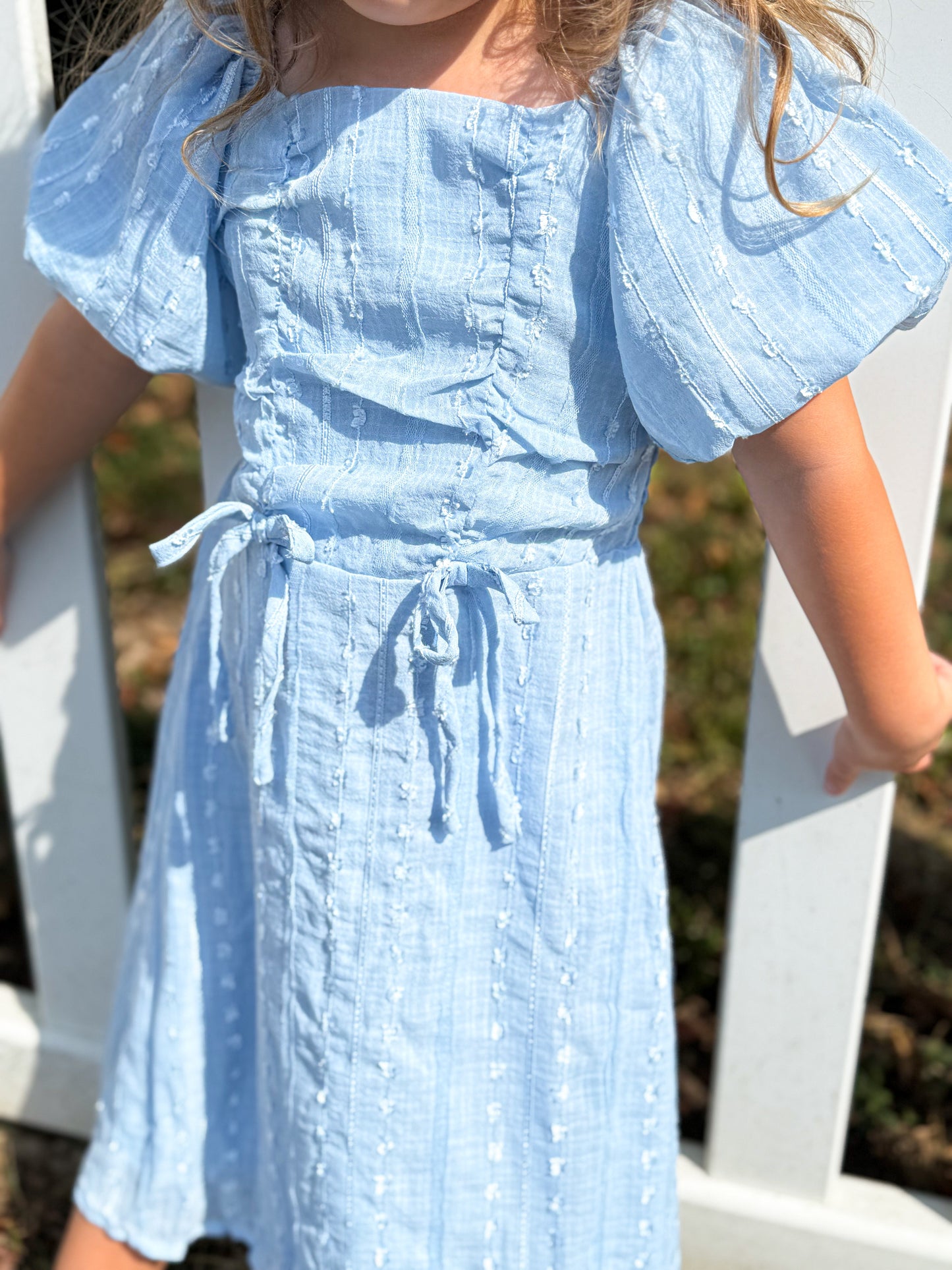 Saylor Dress in Soft Blue- Girls/Tween (2T-12)