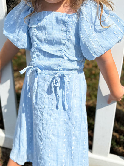 Saylor Dress in Soft Blue- Girls/Tween (2T-12)