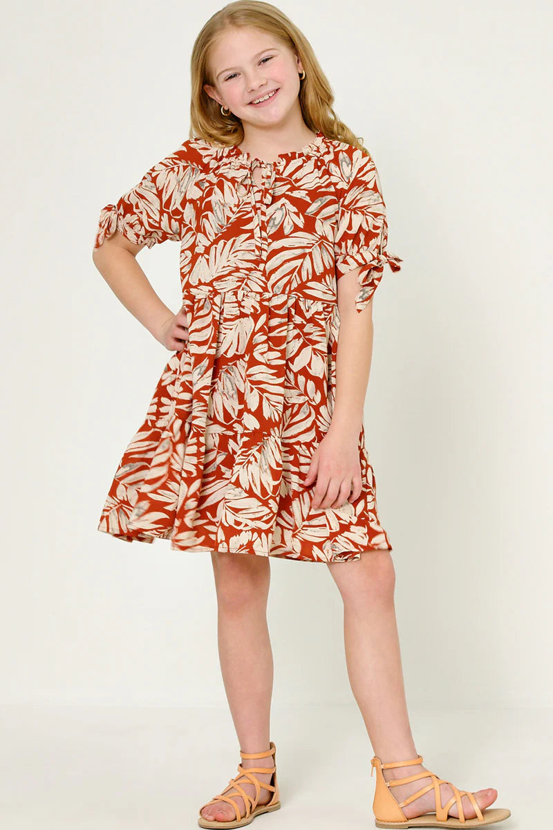 Talia Dress in Rust- Girls/Tween (S 7/8 - XL 13/14) – Darlin's Modest Wear