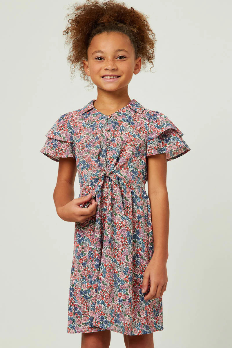 Corie Dress in Coral- Tween (S 7/8 - XL 13/14) – Darlin's Modest Wear