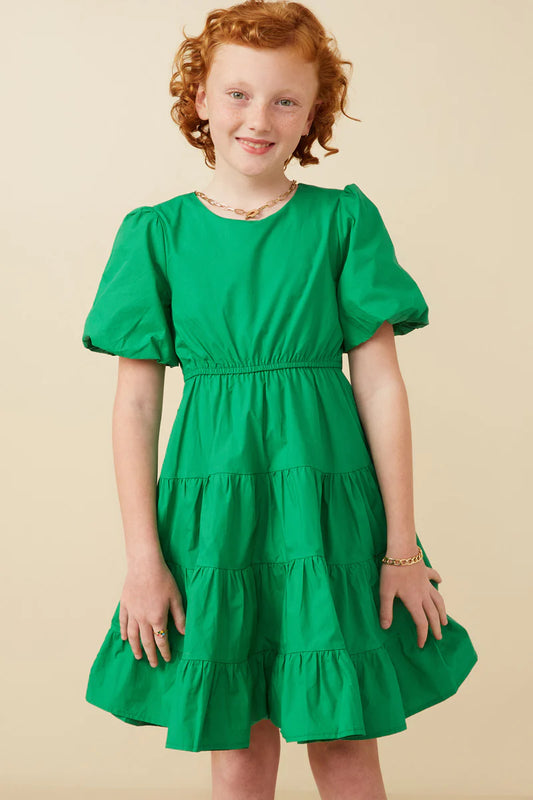 Cameron Dress in Kelly Green- Tween (S 7/8 - XL 13/14)