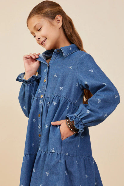 Aria Dress in Mid Denim- Tween (S 7/8 - XL 13/14)