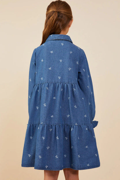 Aria Dress in Mid Denim- Tween (S 7/8 - XL 13/14)