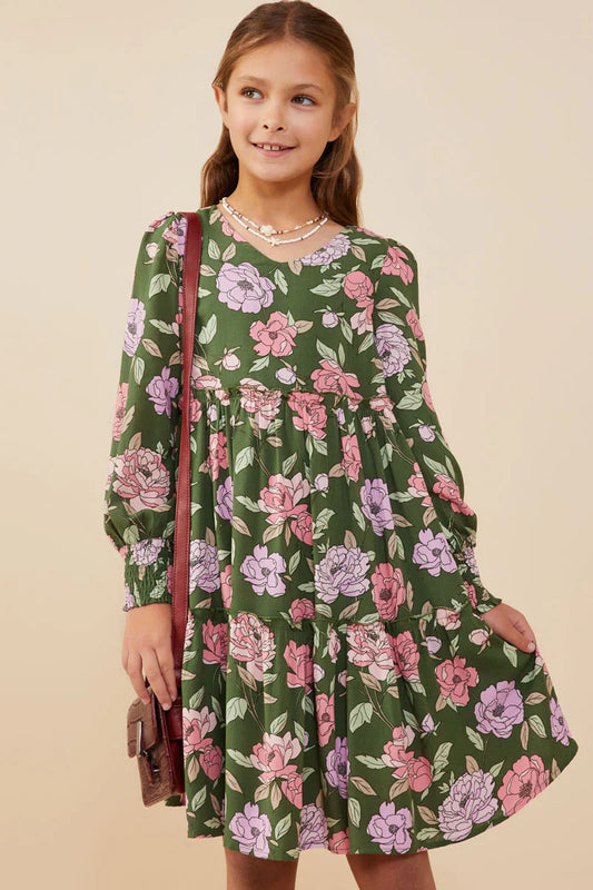 Lily Dress in Olive- Tween (S 7/8 - XL 13/14)