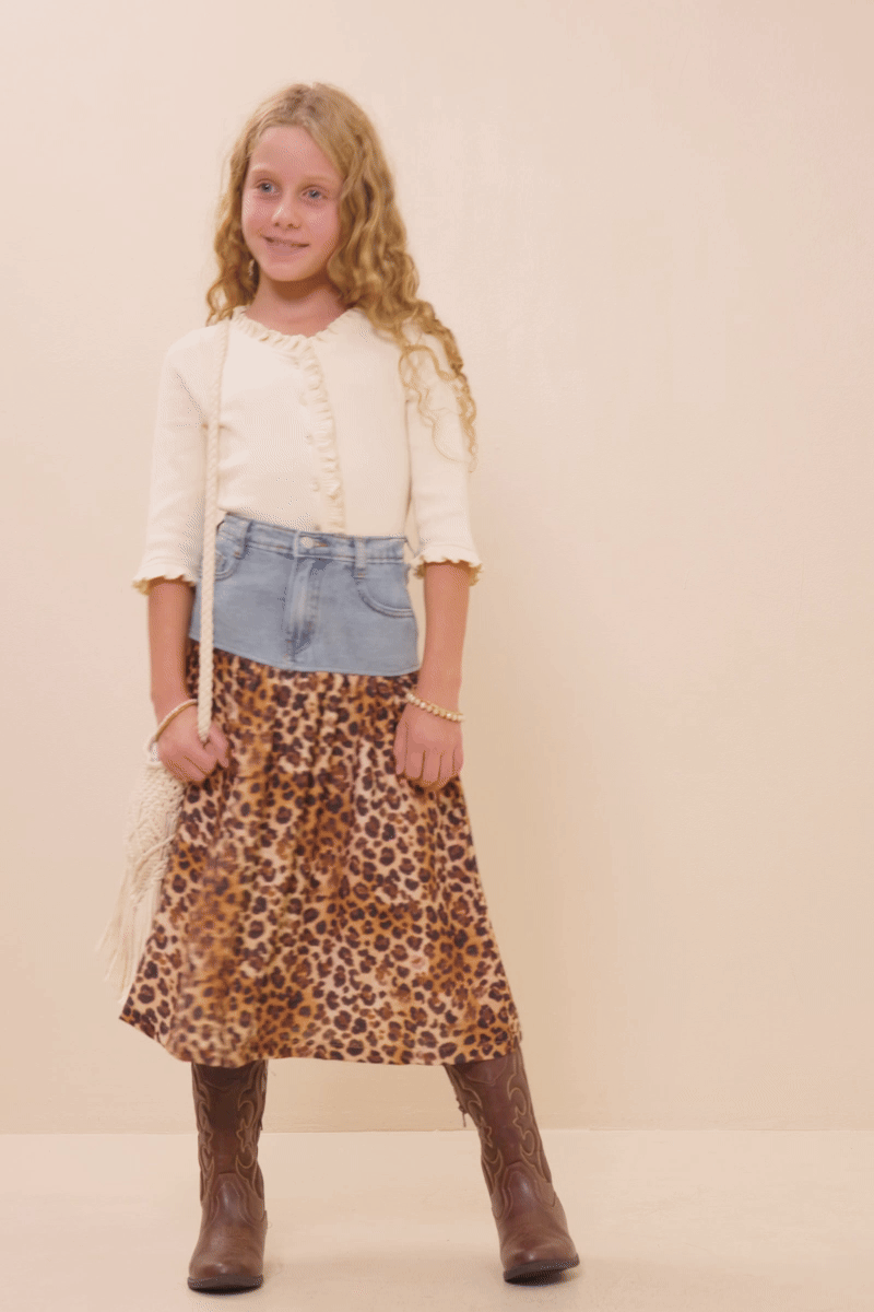 Tilly Skirt in Leopard- Girls/Tween (S 7/8 - XL 13/14)