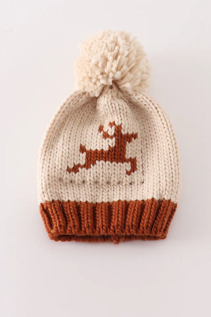 Reindeer Cable Beanie in Beige- Baby & Kids