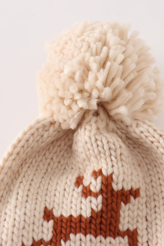 Reindeer Cable Beanie in Beige- Baby & Kids