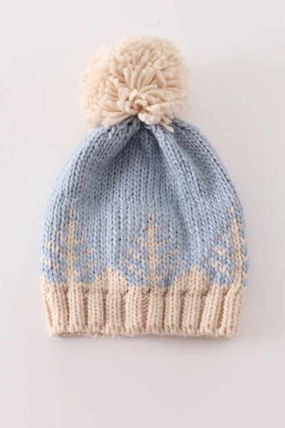 Christmas Tree Cable Beanie in Blue- Baby / Kids