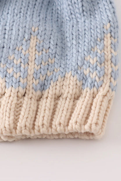 Christmas Tree Cable Beanie in Blue- Baby / Kids