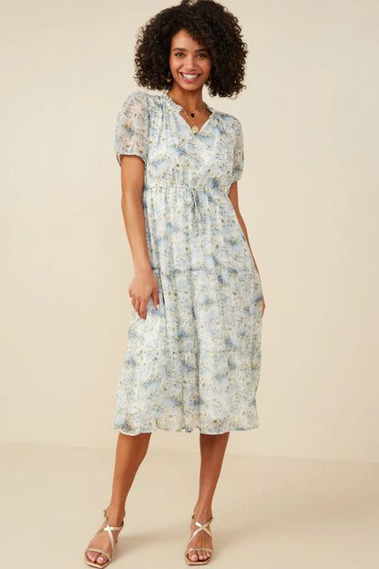 Maylin Dress in Blue Mix- Misses and Plus (S-3X)