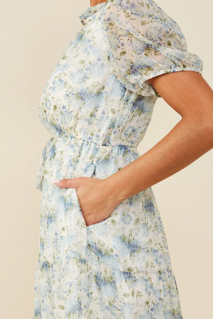 Maylin Dress in Blue Mix- Misses and Plus (S-3X)
