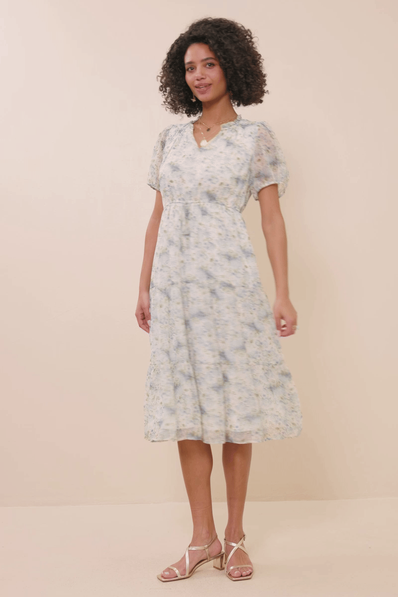 Maylin Dress in Blue Mix- Misses and Plus (S-3X)