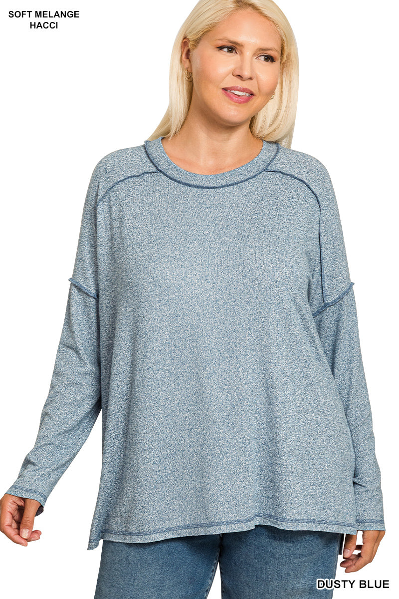 Kendra Top in Dusty Blue- Misses & Plus (S/M-2X/3X)