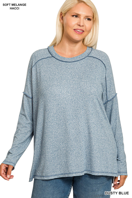 Kendra Top in Dusty Blue- Misses & Plus (S/M-2X/3X)