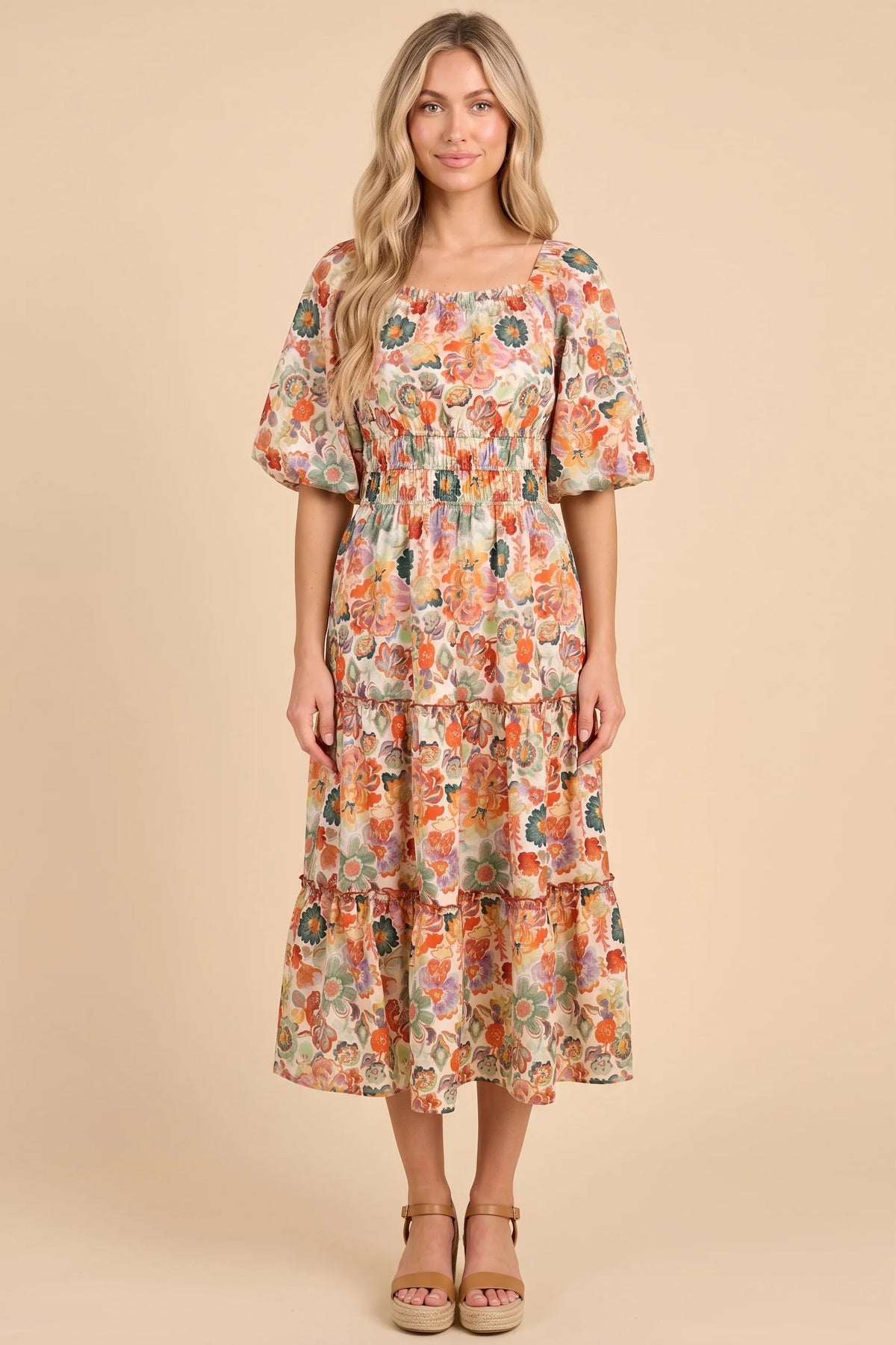 Corinna Dress in Rust Mix- Misses and Plus (S-3X)