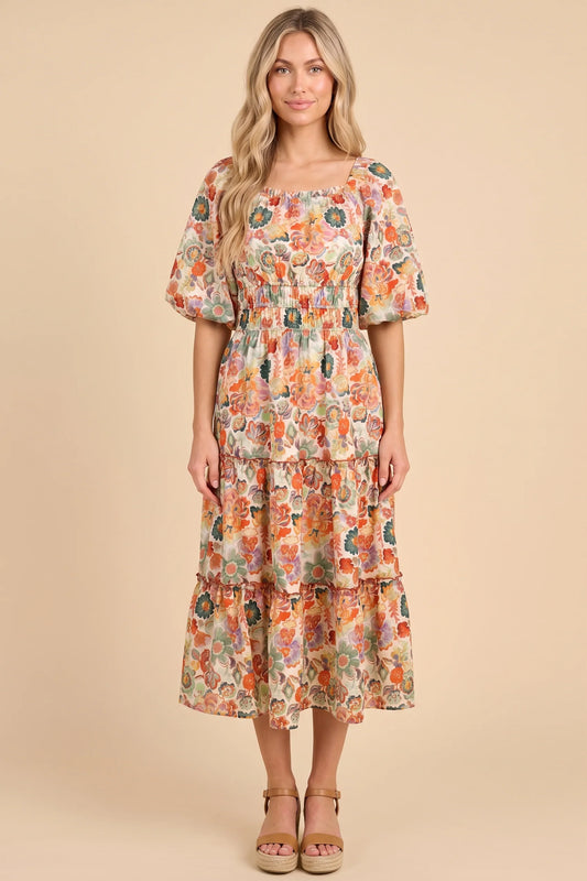 Corinna Dress in Rust Mix- Misses and Plus (S-3X)