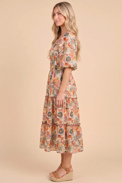 Corinna Dress in Rust Mix- Misses and Plus (S-3X)