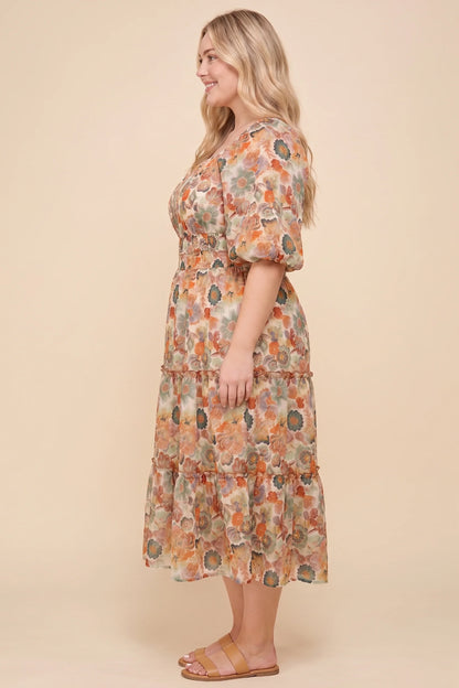 Corinna Dress in Rust Mix- Misses and Plus (S-3X)
