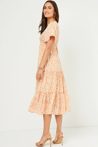 April Dress in Apricot- Plus (1X-3X)