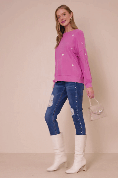 Daisy Mae Sweatshirt in Pink- Misses (S-L)