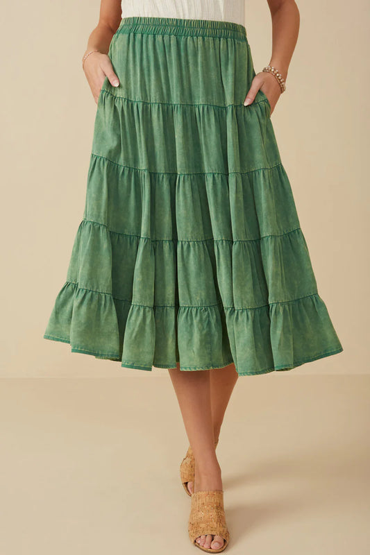Willow Skirt in Green- Misses & Plus (S-3X)