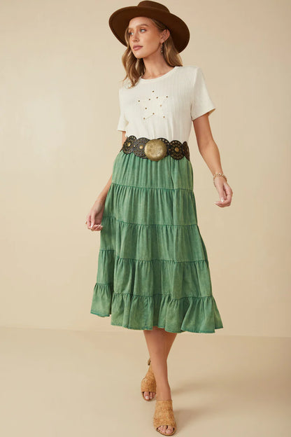 Willow Skirt in Green- Misses & Plus (S-3X)