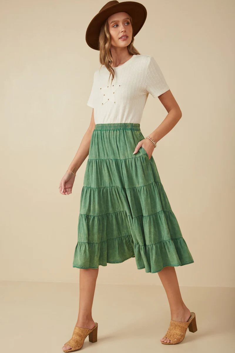 Willow Skirt in Green- Misses & Plus (S-3X)