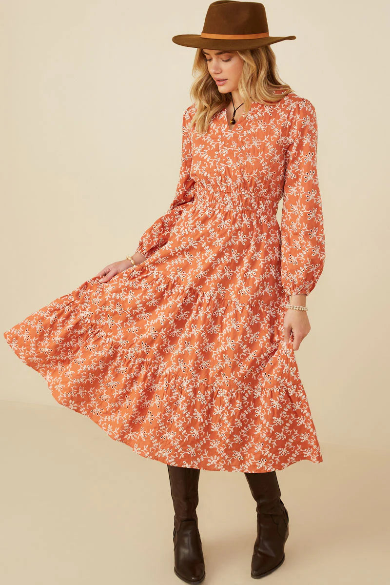 Helah Dress in Rust- Misses and Plus (S-3X) – Darlin's Modest Wear