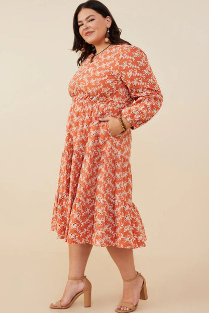 Helah Dress in Rust- Misses and Plus (S-3X)