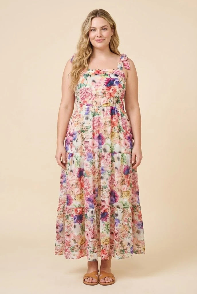 Avalynn Dress in Pink Mix- Misses and Plus (S-3X)