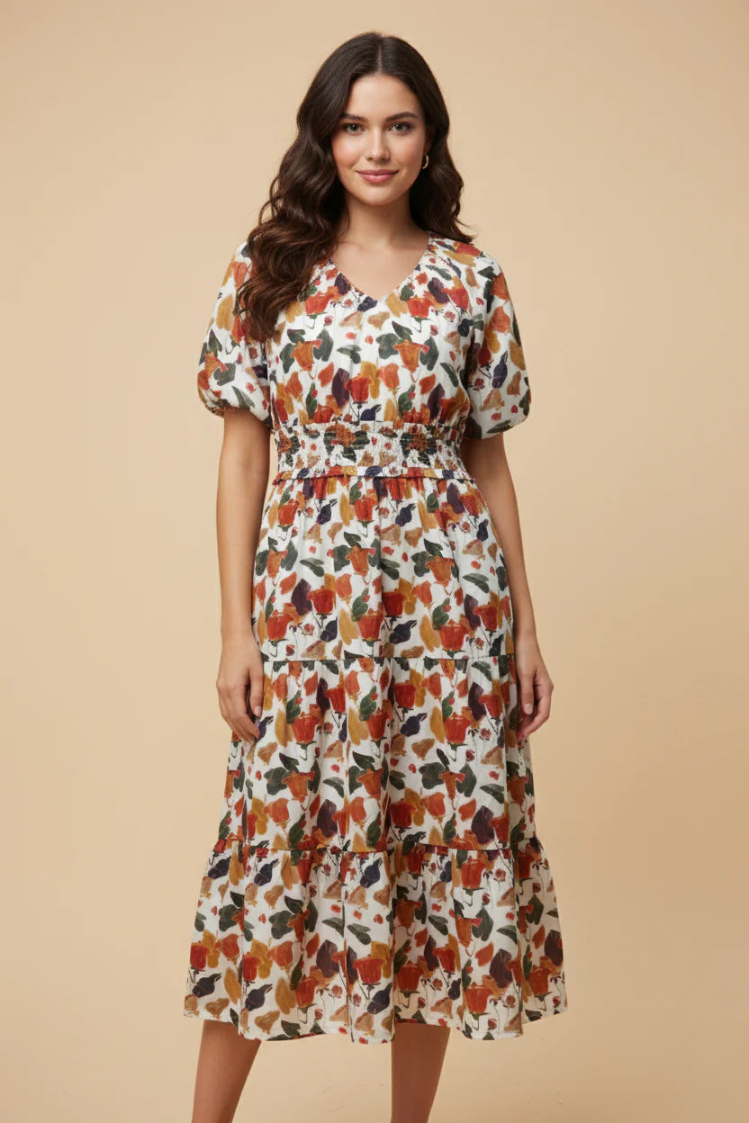 Callista Dress in Rust Mix- Misses and Plus (S-3X)