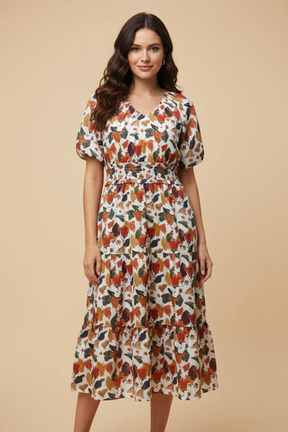 Callista Dress in Rust Mix- Misses and Plus (S-3X)