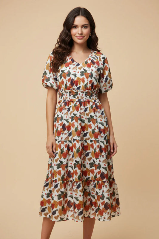 Callista Dress in Rust Mix- Misses and Plus (S-3X)
