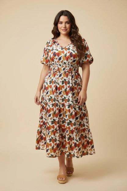 Callista Dress in Rust Mix- Misses and Plus (S-3X)