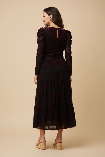 Juliette Dress in Burgundy- Misses and Plus (S-3X)